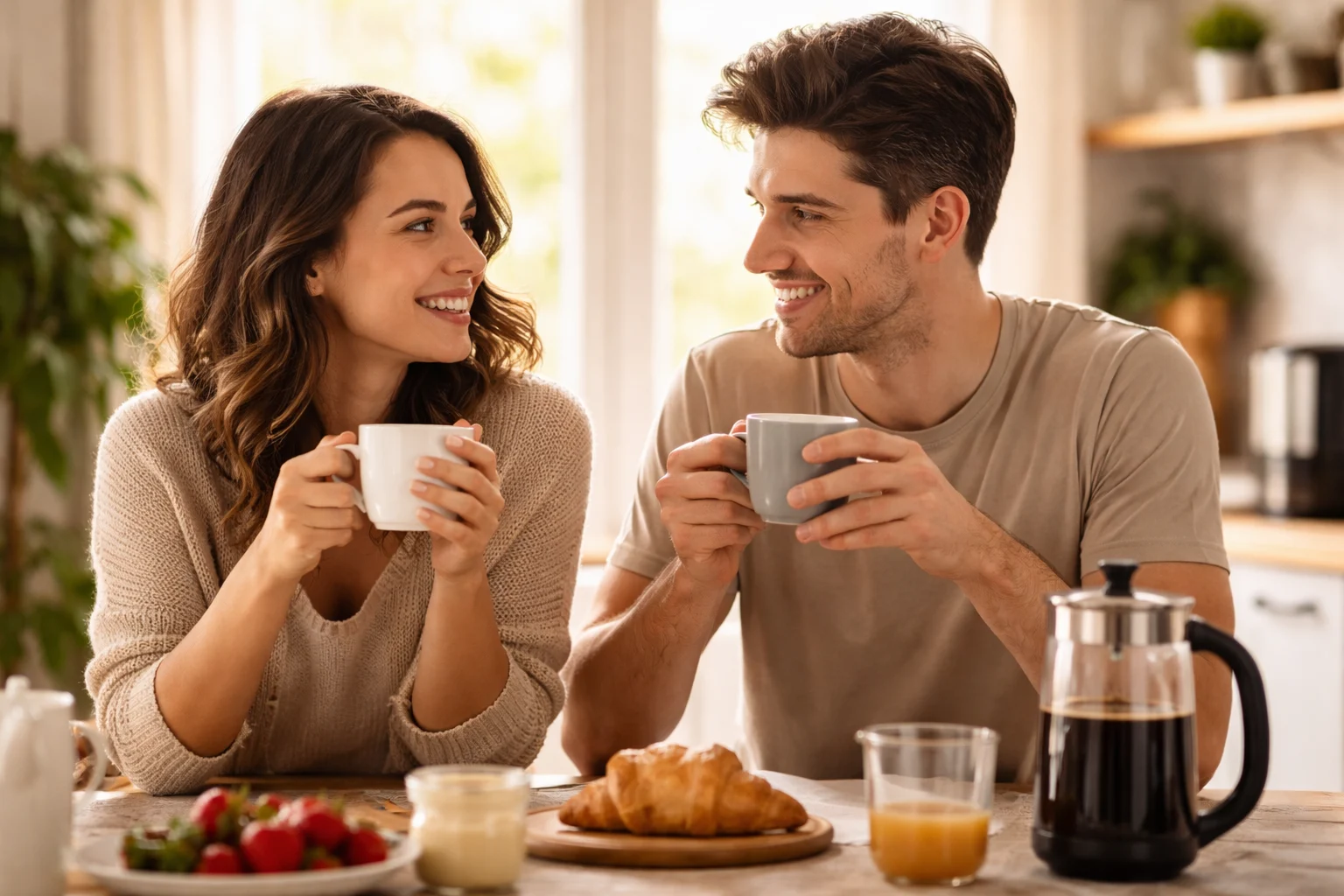 Dimineața liniștită cu cafea și zâmbete
